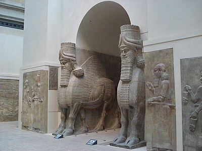 Human-headed winged bulls (lamassu) from Khorsabad in the Louvre