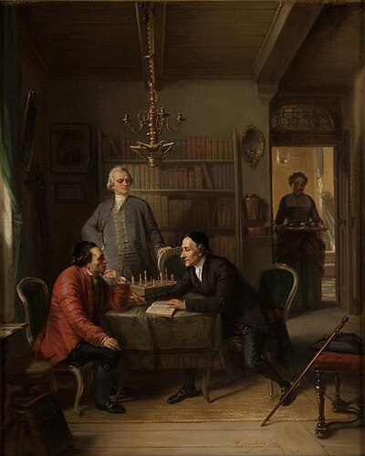 Painting of Lavater and Lessing visiting Moses Mendelssohn