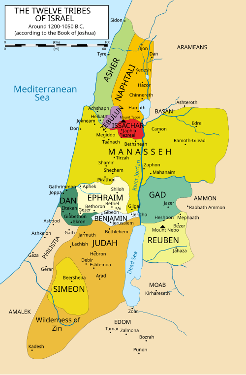 Map of the Twelve Tribes of Israel