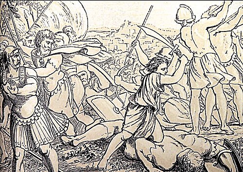 The death of King Saul at Mount Gilboa